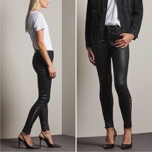 AG The Farrah Skinny Ankle Side Lace Black Jeans Sz 25